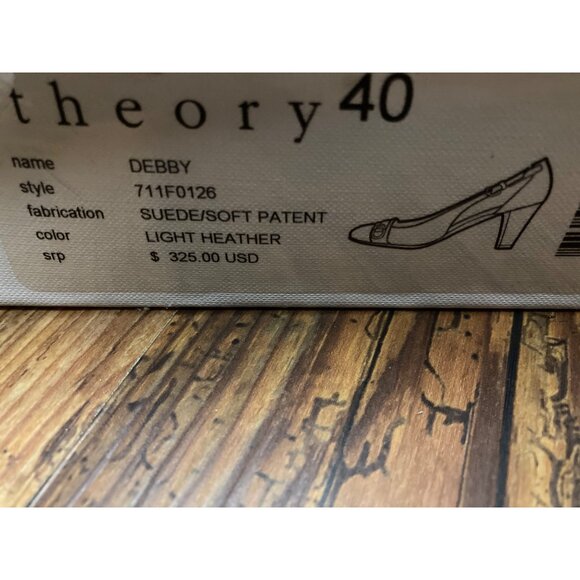 Theory Women's Two-Tone Leather & Suede Open Toe Heels Size 40 New In Box - Picture 9 of 9